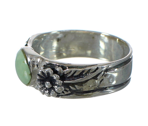 Silver Turquoise Flower Ring Size 7-1/4 YX91594